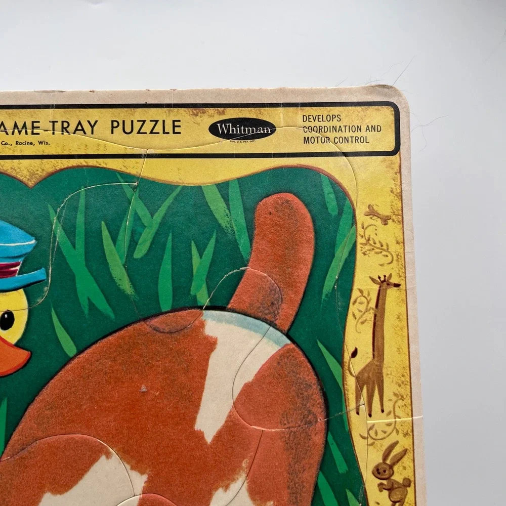 Vintage 1967 Whitman Fuzzy Wuzzy Basset Hound Duck Frame Tray Puzzle 4422